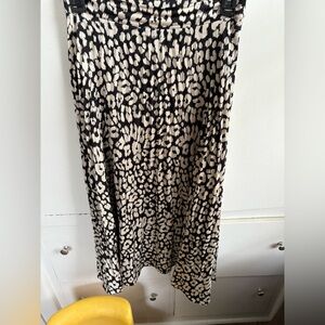 Black and cream animal print midi skirt